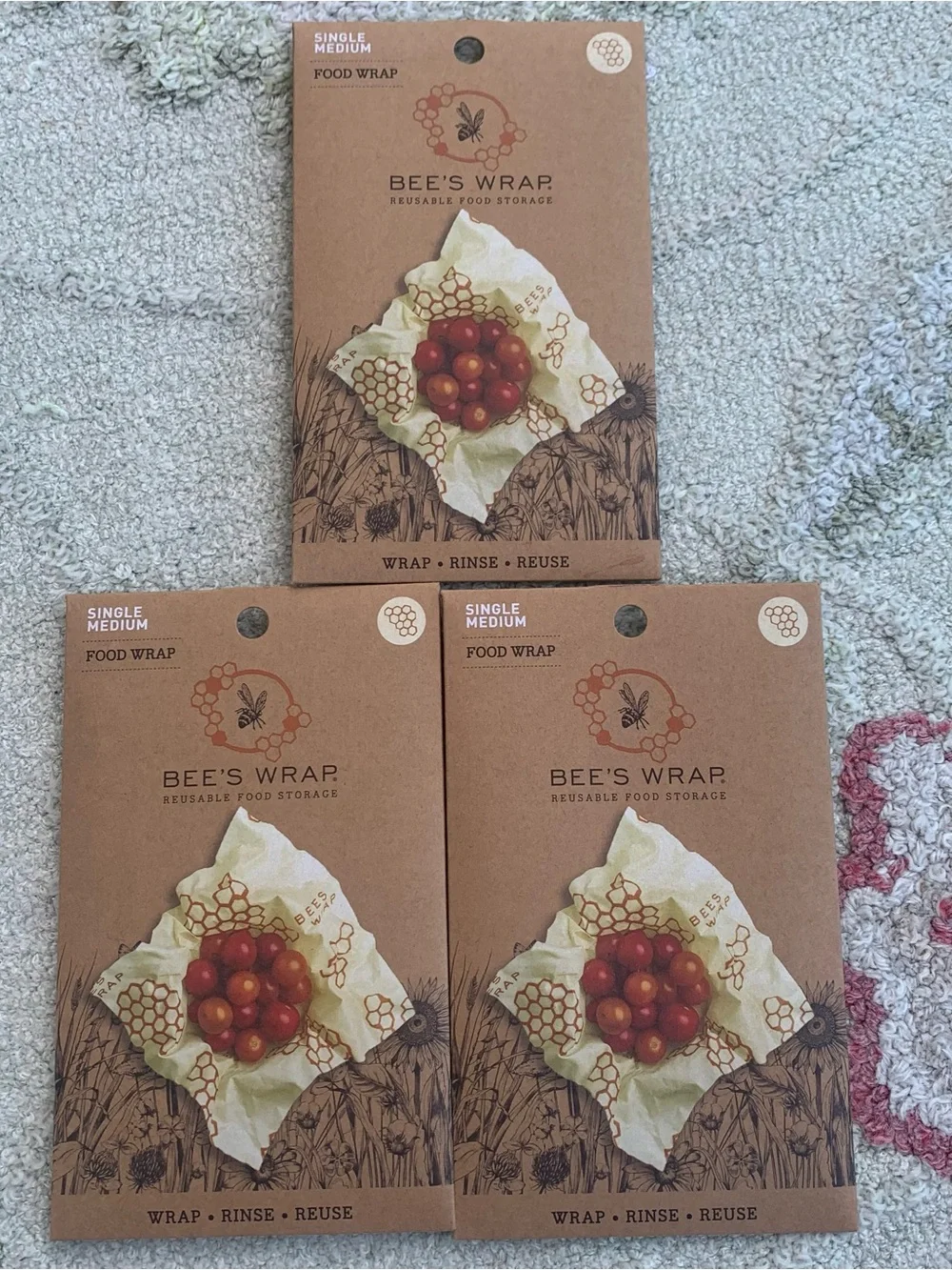 Lot of 3 Bee's Wrap Reusable Food Storage Wraps